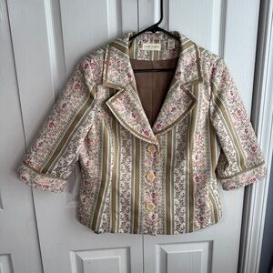 Marsh‎ Landing Floral Multicolored Embroidered Button Up Women's Blazer Size L